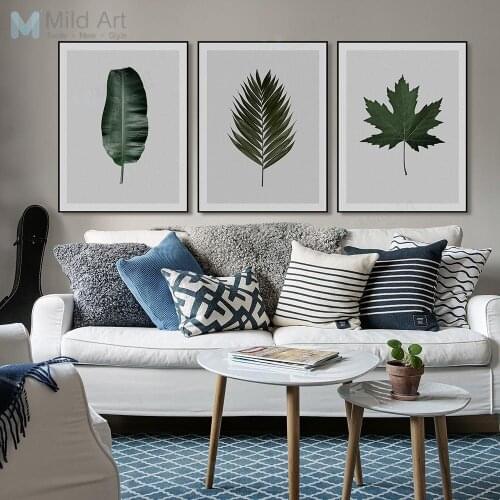 Green Plants Maple Leaf Minimalist Poster Prints Nordic Style Living Room Wall Art Pictures Home Decor Canvas Painting No Frame