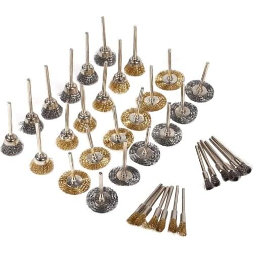 36Pcs Steel Wire Wheel Brushes Set Buffing Drill Rotary Tools Grinder Welding Polishing Drill Bit For Metal Rusts Removal Brush
