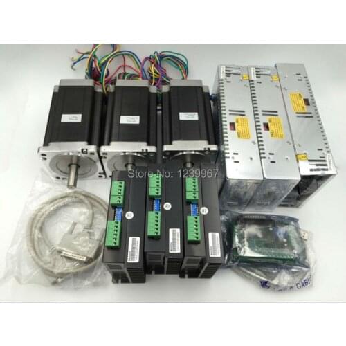 3 Axis CNC Stepper Kit 3pcs 2ph NEMA34 8.2Nm 1161oz.in Step Motor+ 3pcs Driver MA860H+ 400w Power Supply+ CNC Breakout Board New