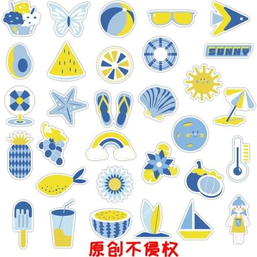 Small fresh stickers summer stickers diary stickers 50pcs graffiti stickers suitcase insulation cup computer stickers 7