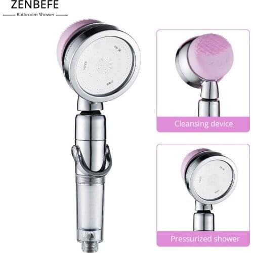 ZENBEFE pressurized shower nozzle filter rain shower big water bath pressurized shower set high pressure massage shower head