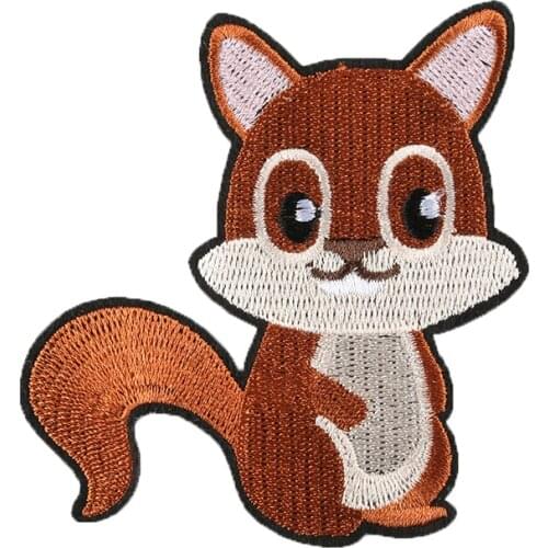 Cute Animal Embroidered Patch Lovely Squirrel Iron on Sew on Applique for Jacket Bag Backpack