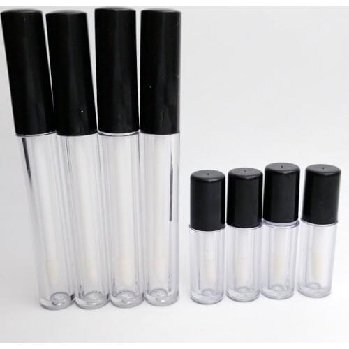 New Hot 2/8/10pcs Sale 3/10ml Thick Wall Clear Lipgloss Tube brush Cosmetic Lip Gloss Packaging Container with White Black Lid