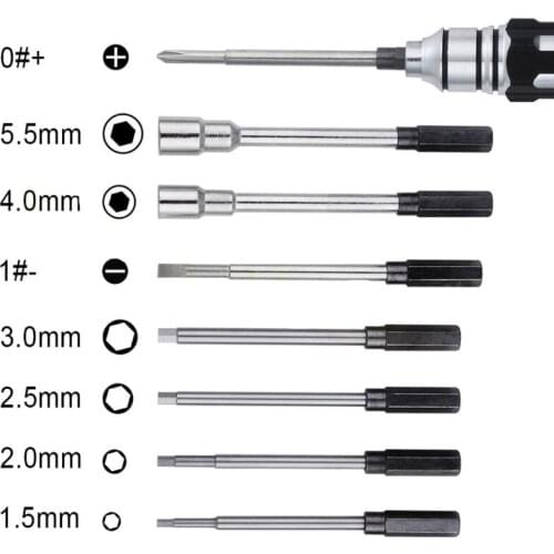 New 8 in 1 Hex Socket Driver Hexagon Screwdriver Set for RC Models Aluminum