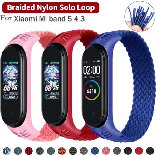 New Braided Solo Loop strap for Xiaomi mi band 4 3 Elasticity replaceable band for Xiaomi mi 5 breathable sport bracelet strap