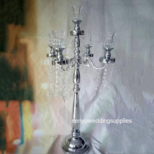 New style Wedding Table Centerpieces Crystal Wholesale Glass cup Candelabra 5 Arms senyu01262