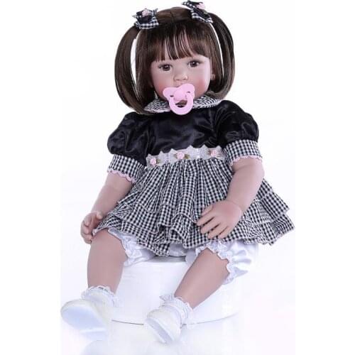 NPK long hair simulation doll bebe reborn cute girl toddler lifelike toy children birthday holiday gift boneca reborn 60cm