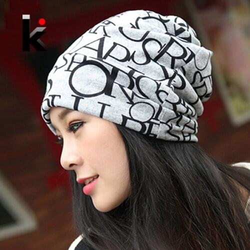 Fashion 2018 Autumn and winter muffler Letters hats scarf dual-use hat covering cap turban beanie hats for women Free shopping