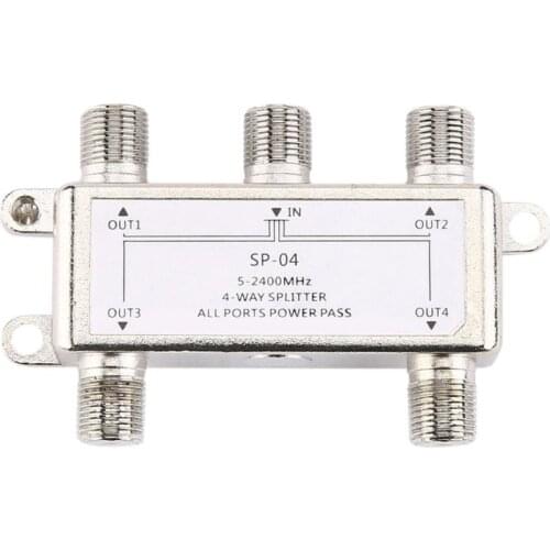 5-2400MHz 4 Way Digital Coax Cable Splitter 4 Channel Satellite/Antenna TV Signal Distributor Receiver for SATV/CATV