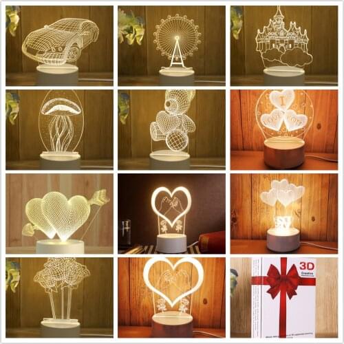 Romantic Love 3D Lamp Heart-shaped Balloon Acrylic LED Night Light Decorative Table Lamp Valentines Day Sweetheart Wifes Gifts