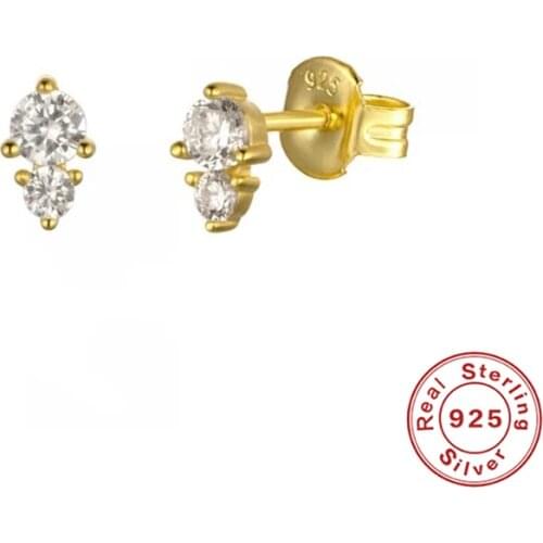 AIDE Two Triangles Zircon Inlays Stud Earrings 925 Sterling Silver Earrings For Women Silver Jewelry Earring kolczyki