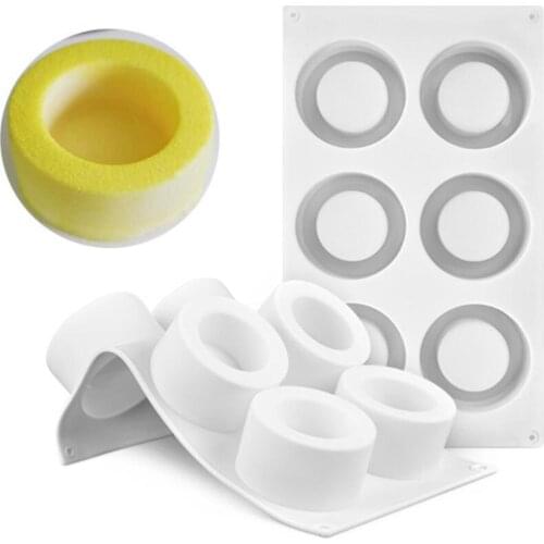 Silicone 6 Holes Pudding Cup Art Cake Mould Pan 3D Silicone Mold Mousse Bakeware