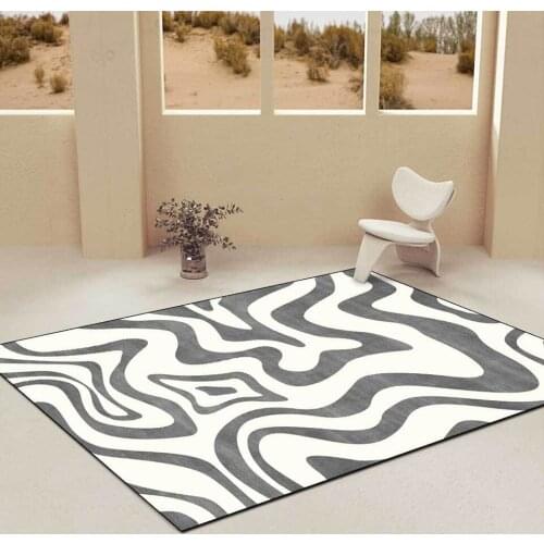 Modern Abstract Style Carpet Living Room Grey White Striped Bedroom Bedside Decoration Carpet Bathroom Large Area Anti-slip Mat