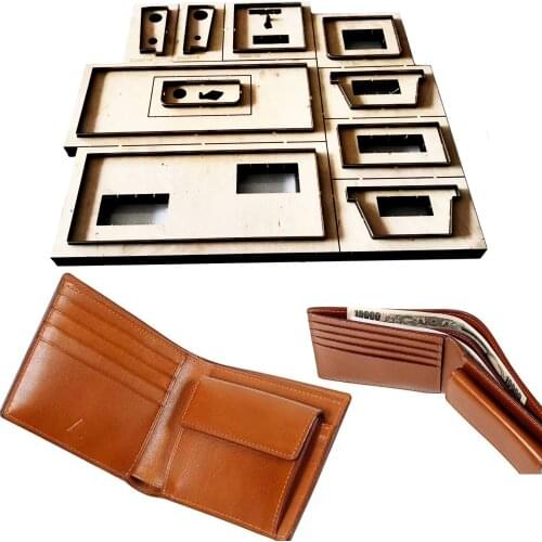 Japan Steel Blade Leather Bifold Wallet with Cion Case Leather Template Craft Punch Hand Tool Cut Knife Mould