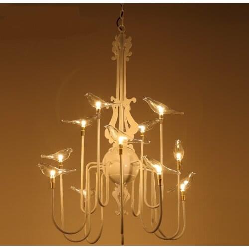 Iron Retro lamps ZA Multiple Chandelier Birds Living Room lights Restaurant Coffee Shop Bar Creative Black ZX117