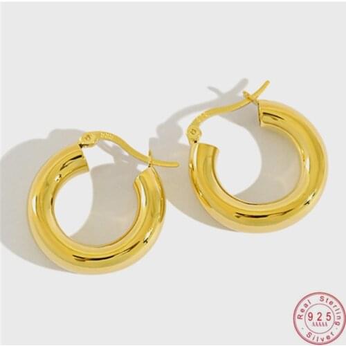 925 Sterling Silver European Simple Round Stud Earrings For Women Hip Hop Punk Fashion Generous Party Jewelry Friendship Gift