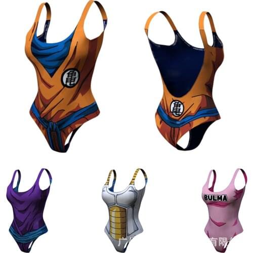 Anime Son Goku Ninja Cosplay Sexy Sleeveless Swimsuit Belly Covering One-piece Swimsuit Sport Fitness Swimsuit for Women