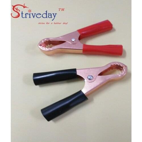 10pcs/bag Round mouth With teeth Alligator clips Car charger clip Power Clamps 50A With teeth Plated copper clip long 8cm