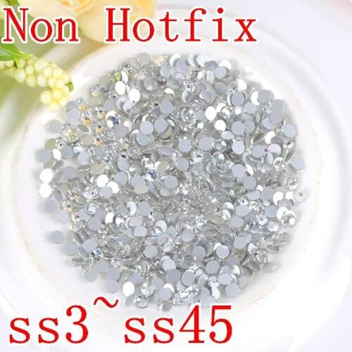 10Bags/Lot Crystal Clear Color Non Hotfix 2028 Flatback Rhinestones SS3 SS4 SS5 SS6 SS10 SS12 SS16 SS20 S30 SS34 SS40