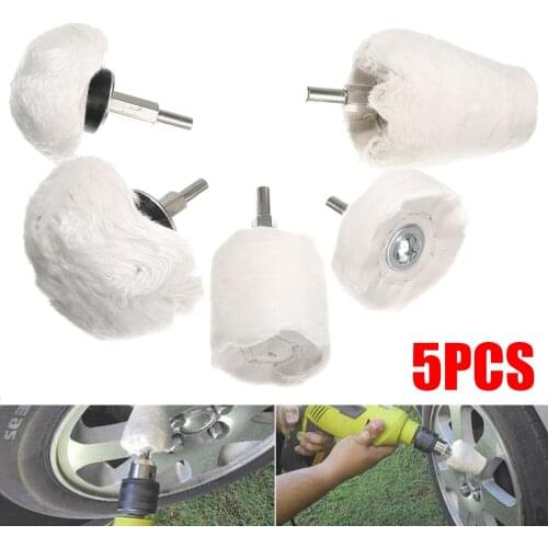 5Pcs 1/4" Hex Shank Polishing Buffing Wheel Quality Cotton Polishing Waxed Wheel Mop Car Metal Polishing Tool Power Accessoies