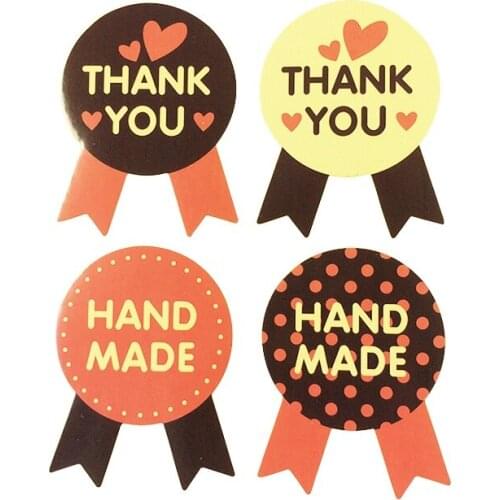 80 Pcs/lot "HANDMADE+THANK YOU" Kraft Paper Sealing Sticker Vintage DIY Gifts Posted Baking Decoration Package Label
