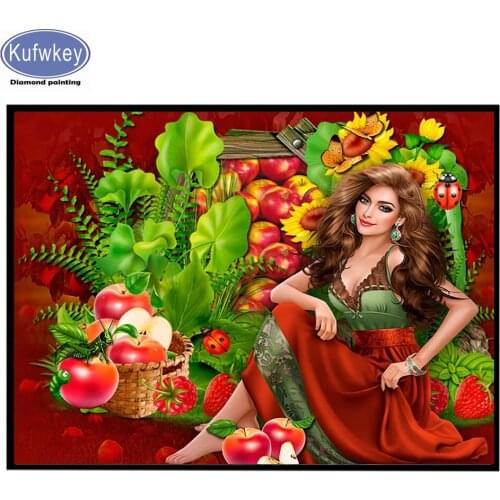 WELCOME DIY 5D Diamond Painting Beautiful fruit lady Full Square Drill Embroidery Rhinestone woman 3d Picture Handcraft Kit