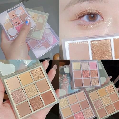 9 Color Glitter Shimmer Matte Eye Shadow Makeup Palette Shine Metallic Diamond Sparkling Duochrome Pigmented Eyeshadow Pallette