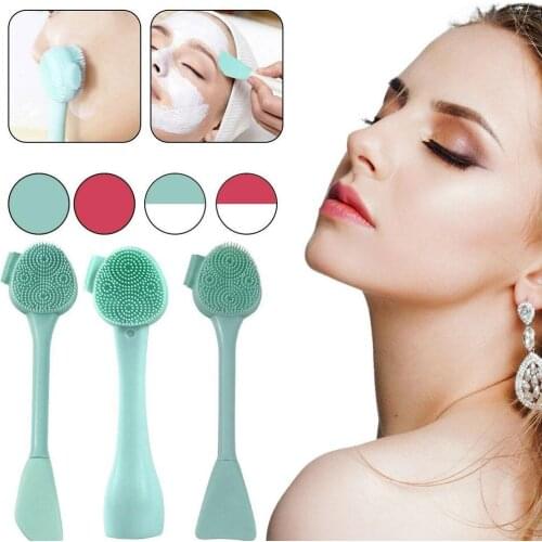 Double Side Silicone Facial Cleanser Brush Soft Hair Face Massage Washing Brush Blackhead Remover Portable Skin Care Tool