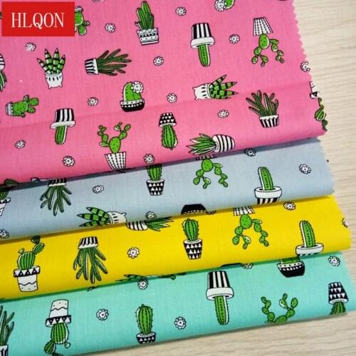 HLQON cotton printed Cactus fabric used for Quilting sewing dress Textile women clothing skirt shoe by 100x150cm