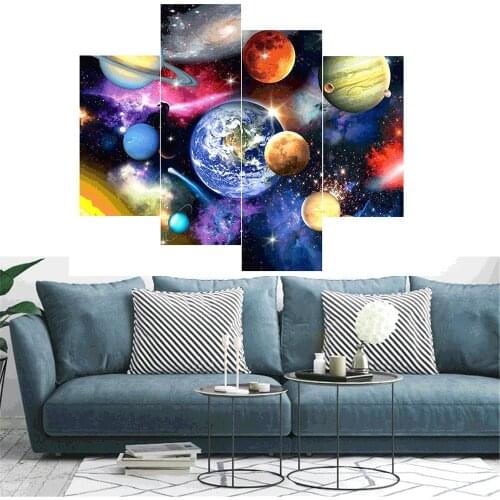 HUACAN 4pcs Diamond Painting Planet Diamond Embroidery Sale Landscape Pictures Of Rhinestone Mosaic Handicraft