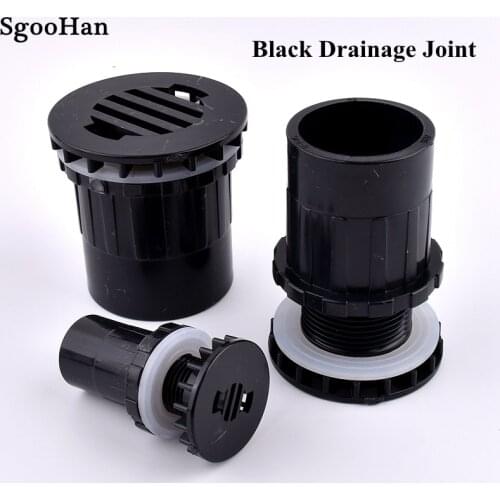 I.D 20~50mm Black PVC Pipe Aquarium Butt Fish Tank Drainage Connectors Overflow Thread Water Tank Straight Inlet Outlet Joints
