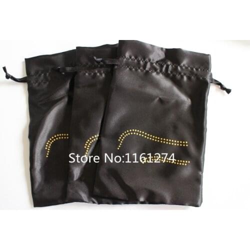 Customized Logo black Satin pouch with logo satin gift bag free shipping