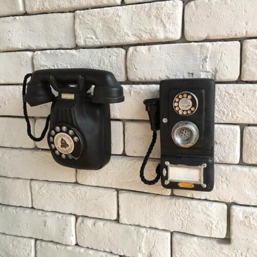 Creative Retro European Resin Telephone Figurine Phone Ornament for Home Cafe Bar Window Decoration Children Toys and Gift