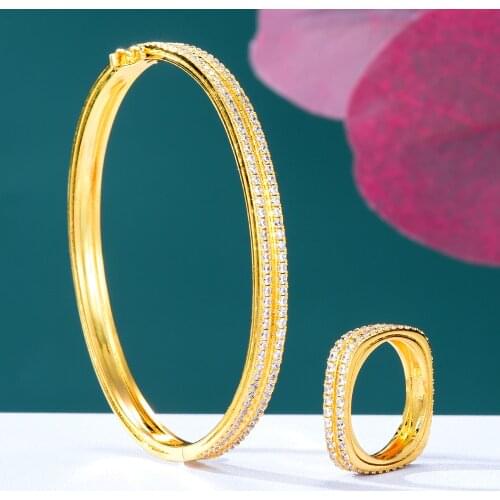 Missvikki New Luxury Trendy stackable Women Bangle Ring for Women Bridal Wedding Jewelry Sets Girl Lady Daily Fashion Jewelry