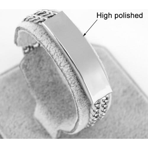 Stainless steel mens bracelet ID bar blank tube cable cuban chain original bracelets wholesale