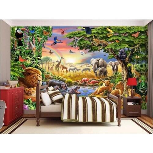 3d wallpaper custom photo mural Grassland animal lion zebra 3d wall murals wallpaper for walls 3 d living room painting