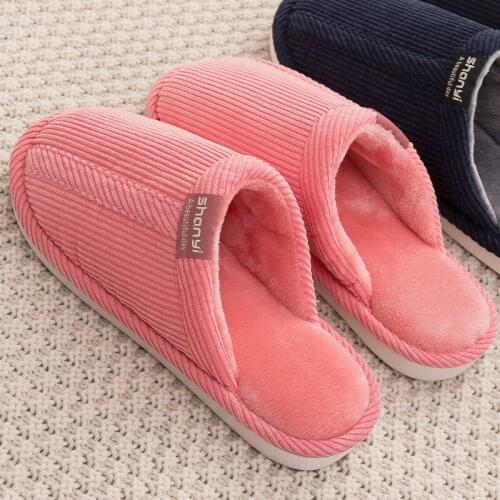 Autumn Cotton Slippers For Womens Home Warm Indoor Thick-soled Floor Couples Non-slip Winter Mens Cotton Slippers YK