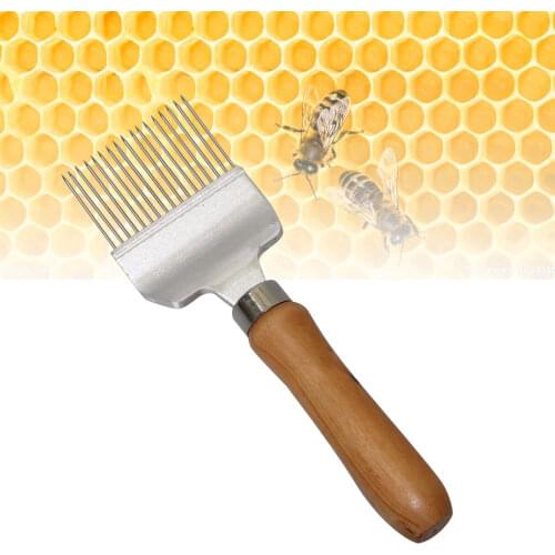 Bee Hive Uncapping Scraper Honey Honeycomb Bee Fork Wooden Handle Stainless Steel Honey Pin Needle Knife Beekeeping Equipment