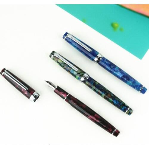 Delike Newmoon 2 Fountain Pen Acrylic Resin Iridium EF 0.38mm /F 0.5mm /EF Bent Nib 0.6mm Writing Gift Pen Office Supplies