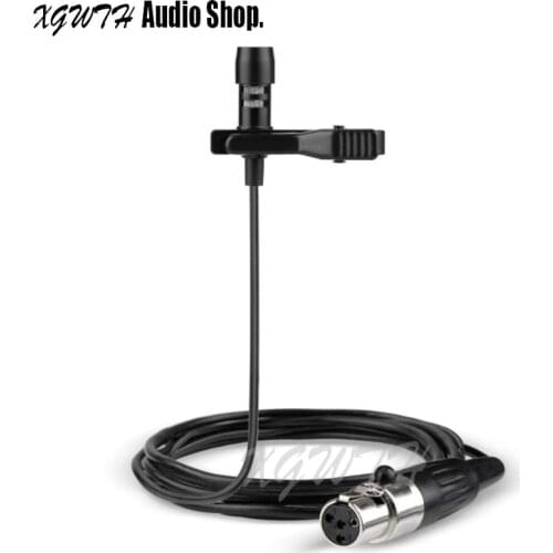 Lavalier Lapel Microphone 4 Pin Mini XLR Cardioid Clip-on Condenser Mic for Shure Wireless System & Bodypack Transmitter