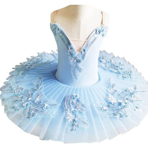 Robe de ballet professionnelle bleu ciel, jupe de ballet classique pour homme et adulte, jupe à crêpes pour petite fille
