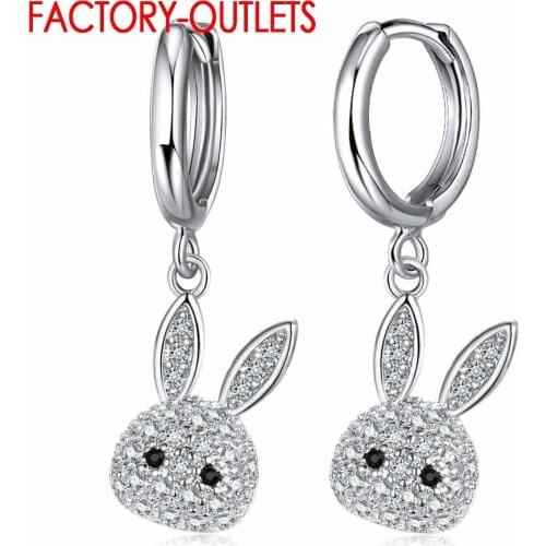 Genuine 925 Sterling Silver Hoop Earrings For Women Full Rhinestone CZ Wedding Earrings Cute Animal Style Fashion Jewelry Gifts