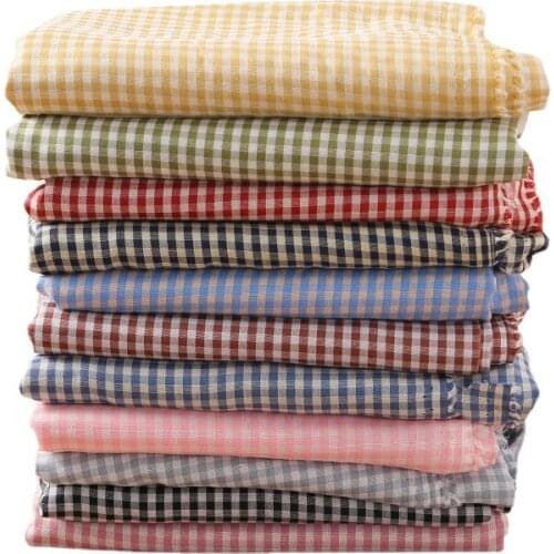 Width 59'' Summer Cotton Plaid Sateen Fabric By The Half-Yard For Dress shirt DIY Material