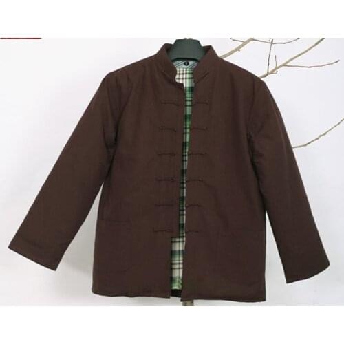 Blue/black/red/gray/coffeeWinter pure cotton warm tang suits wing chun jacket martial arts kung fu clothing lay meditation coat