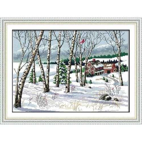 Everlasting Love Winter Villages Chinese Cross Stitch Kits Ecological Cotton Stamped 11 CT DIY Christmas Decorations For Home