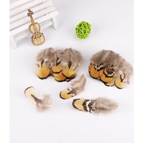 100pcs/lot High quality natural pheasant yellow feather 5-8cm Reeves Pheasant BODY Feathers for fly tying materials