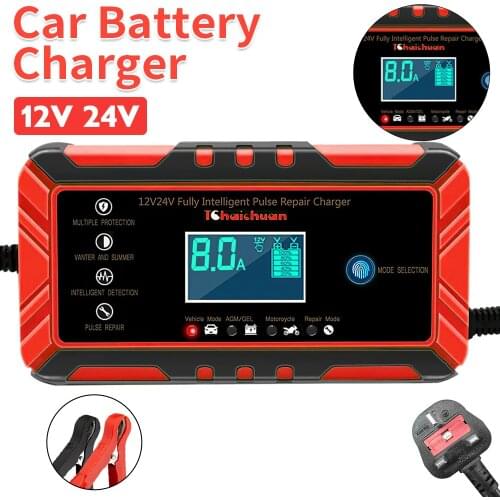 12V 8A/24V 4A Intelligent Car Battery Charger Smart Automatic Pulse Repair Jump Starter Auto/Motorcycle Battery Charger For AGM