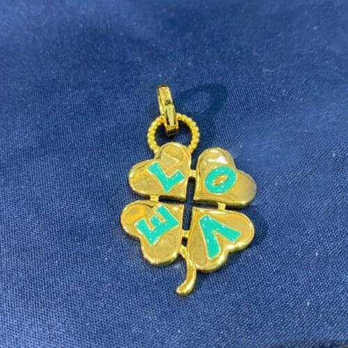 Fashion S925 Sterling Silver Lagoon Blue Love Four Leaf Clover Medal Clippable Charm Pendant Suitable for Necklace Women Jewelry