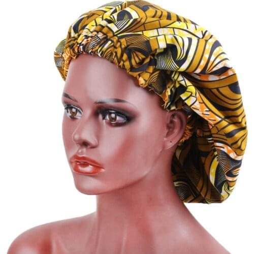 African Wax Print Bonnet Large Satin Lined Women Nightcap Extra Large Turban