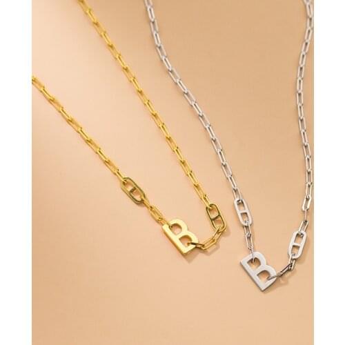 925 Sterling Silver letter B chain Necklaces & Pendant for Women Gold Elegant Choker Collier Femme Fine Jewelry Personality new